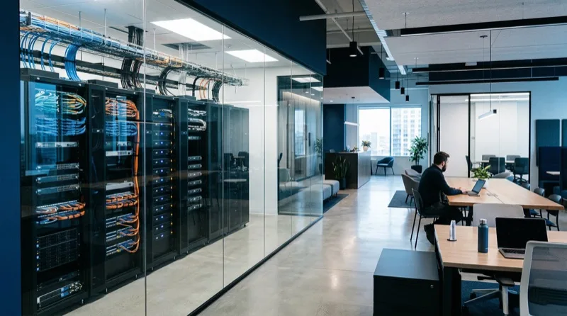 Infraestrutura de internet empresarial com link dedicado