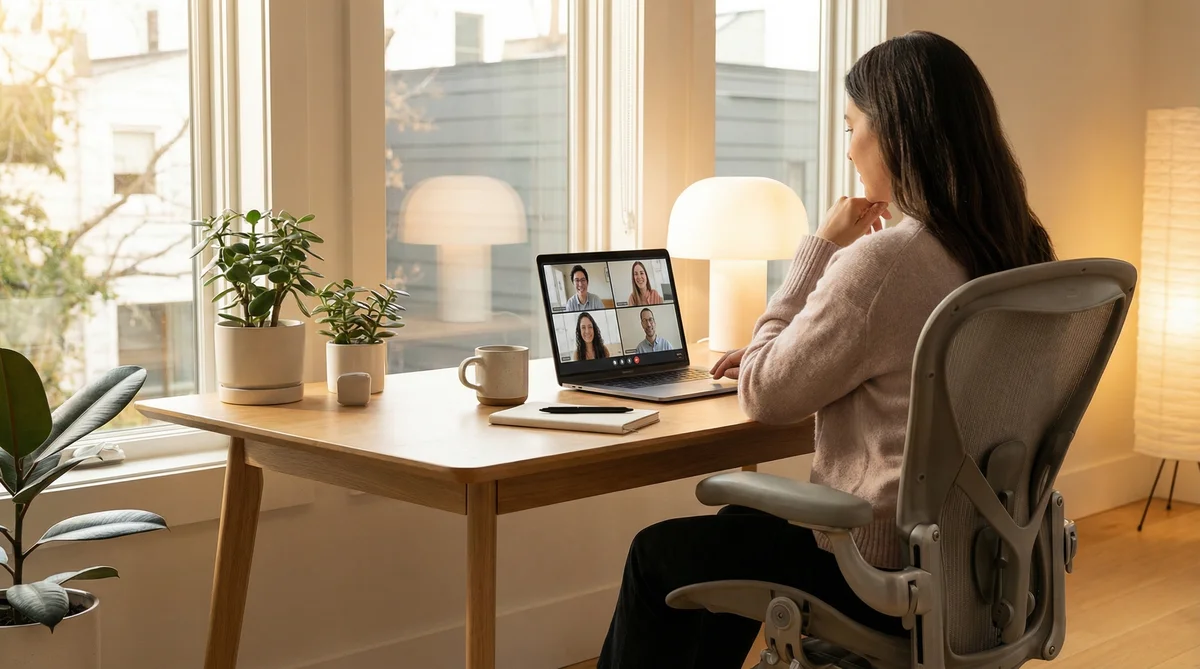Home office com conexao estavel para videochamadas